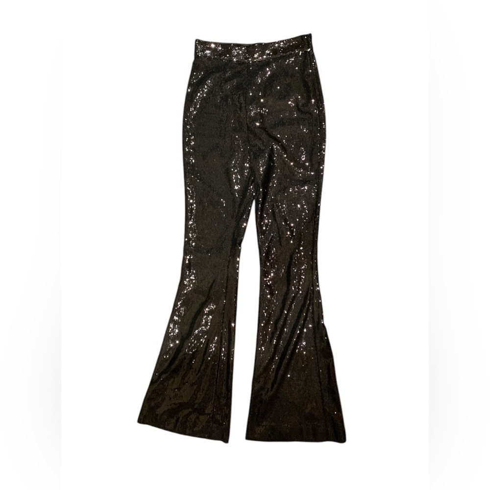 Simona Corsellini / black flare sequin pants trousers 42
